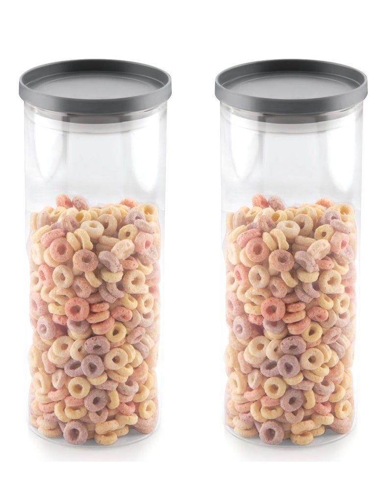 ATTRO Glassox Stack-O Borosilicate Round Glass Storage Jar with Airtight PP Lid – Odorless, Durable, and Safe Food Storage Jar Container- 1500ml Set of 2 - Image 1