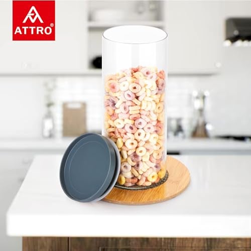 ATTRO Glassox Stack-O Borosilicate Round Glass Storage Jar with Airtight PP Lid – Odorless, Durable, and Safe Food Storage Jar Container- 1500ml Set of 2 - Image 2