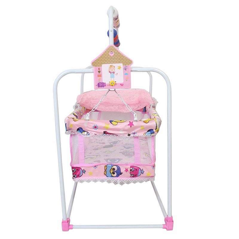 Grazia Kick and Play Crib Cum Palna Baby Bedding Set with Mosquito NeT 0-2 Years- PINK-J10 - Image 3