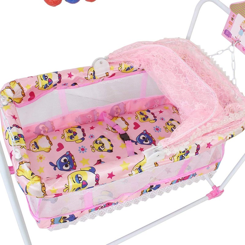 Grazia Kick and Play Crib Cum Palna Baby Bedding Set with Mosquito NeT 0-2 Years- PINK-J10 - Image 4