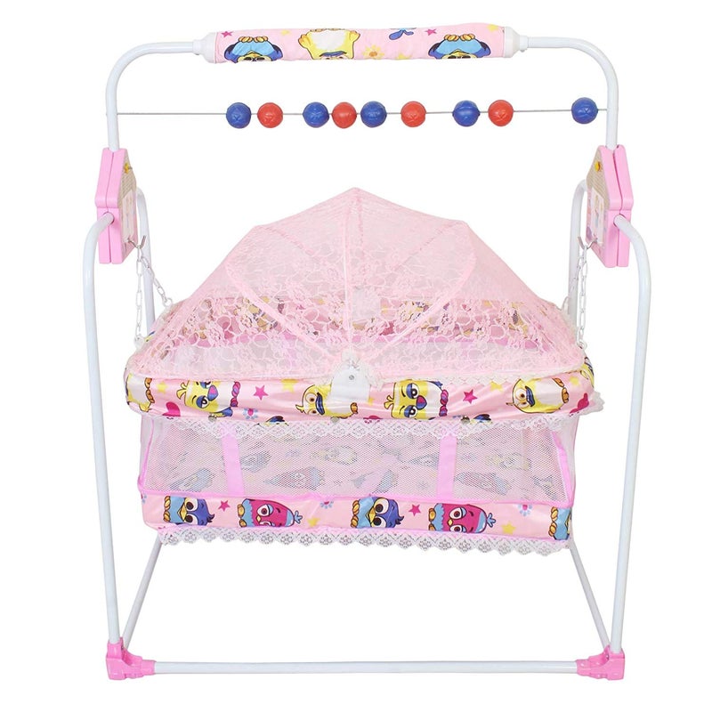 Grazia Kick and Play Crib Cum Palna Baby Bedding Set with Mosquito NeT 0-2 Years- PINK-J10 - Image 2