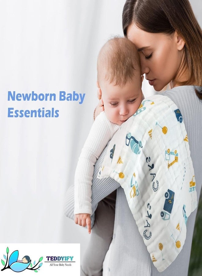 TEDDYIFY Muslin Baby Burp Cloths 6 Pack Large 20''x10'' 100% Cotton Burp Rags Absorbent and Soft 6 Layers Muslin Cloth Baby Essentials for Newborn(Assorted Prints) (12) - Image 5