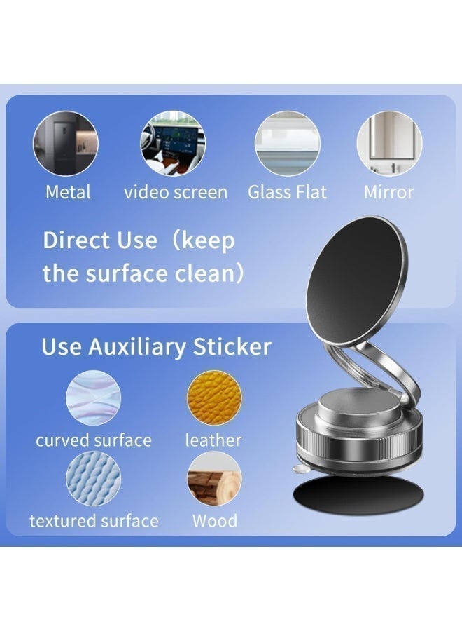 Ayshal 360° Rotation Magnetic Car Phone Holder, With Vacuum Suction Cup Foldable,Comes With Magnetic Metal Rings, Compatible With All Phone Models, Universal For Car Screens, Bathroom Tiles & Glass - Image 4