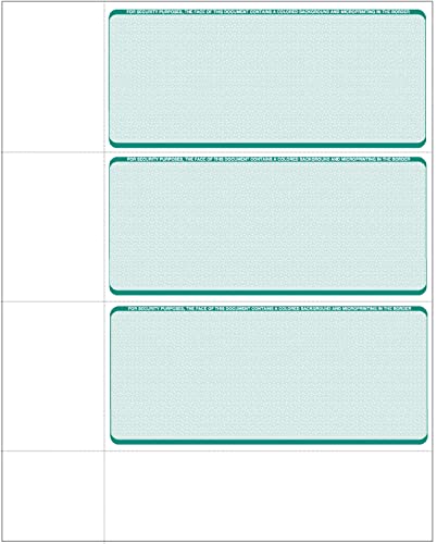 Compuchecks Computer Check Paper - Blank Personal Wallet Checks 3 on a Page - Compatible with Versa Check, QuickBooks, Quicken, and Any Laser Printer (50 Sheets / 150 Checks, Green Diamond) - Image 1