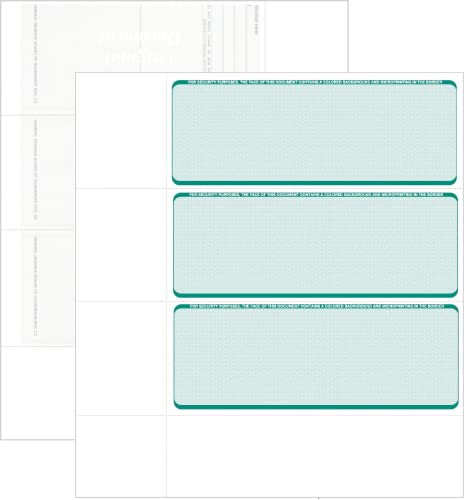 Compuchecks Computer Check Paper - Blank Personal Wallet Checks 3 on a Page - Compatible with Versa Check, QuickBooks, Quicken, and Any Laser Printer (50 Sheets / 150 Checks, Green Diamond) - Image 2