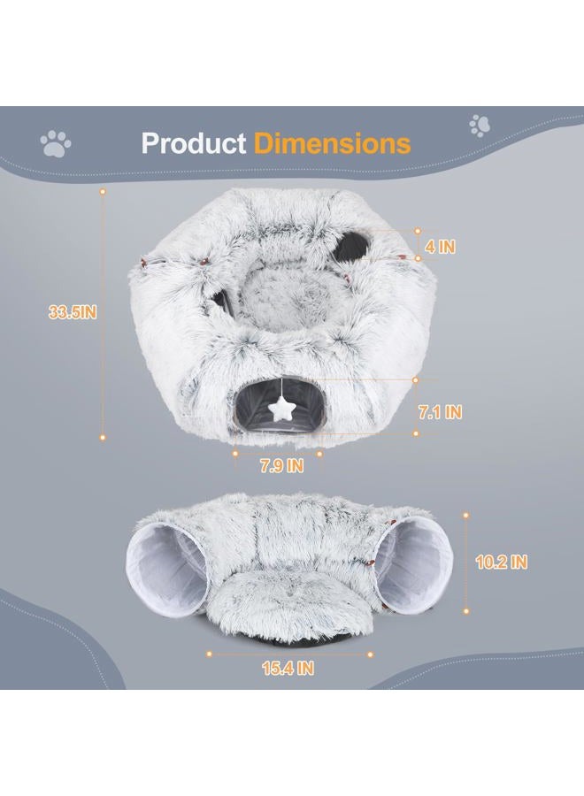 Zuqqony Cat Tunnel Bed, for Indoor Cats, L Christmas Tree Skirts Washable Warm Soft Indoor Cat Donut Tunnel, Multifunctional Cat Interactive Playground Toys for Cats Pet - Image 4