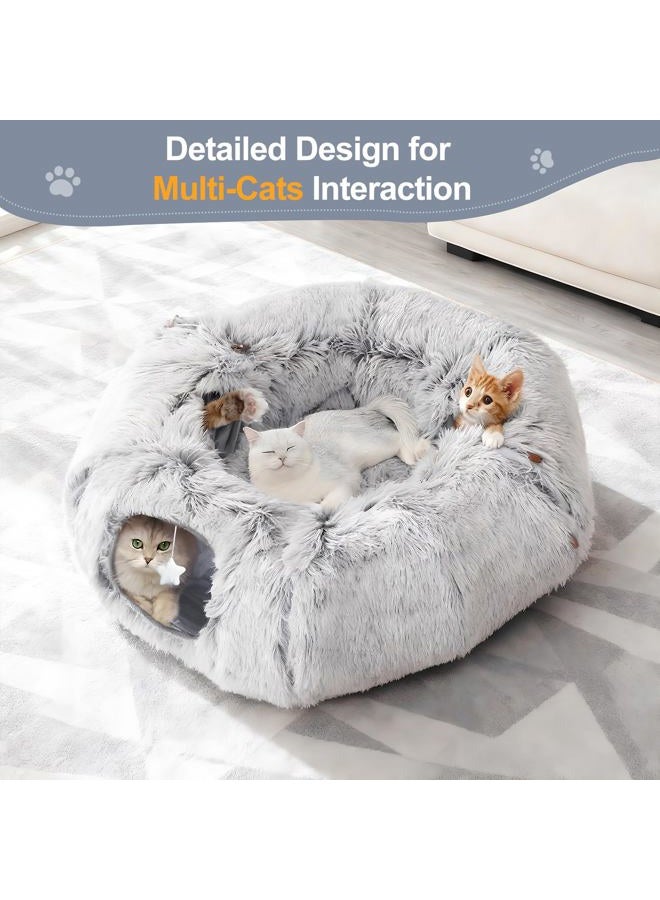 Zuqqony Cat Tunnel Bed, for Indoor Cats, L Christmas Tree Skirts Washable Warm Soft Indoor Cat Donut Tunnel, Multifunctional Cat Interactive Playground Toys for Cats Pet - Image 2