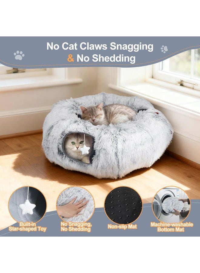Zuqqony Cat Tunnel Bed, for Indoor Cats, L Christmas Tree Skirts Washable Warm Soft Indoor Cat Donut Tunnel, Multifunctional Cat Interactive Playground Toys for Cats Pet - Image 5
