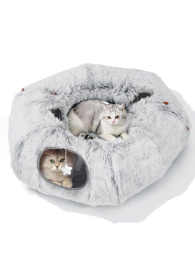 Zuqqony Cat Tunnel Bed, for Indoor Cats, L Christmas Tree Skirts Washable Warm Soft Indoor Cat Donut Tunnel, Multifunctional Cat Interactive Playground Toys for Cats Pet - Image 1
