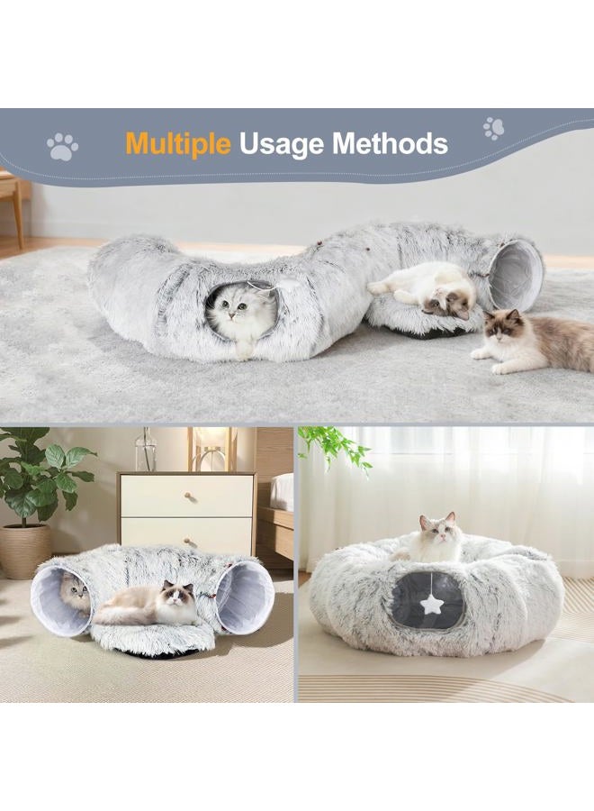 Zuqqony Cat Tunnel Bed, for Indoor Cats, L Christmas Tree Skirts Washable Warm Soft Indoor Cat Donut Tunnel, Multifunctional Cat Interactive Playground Toys for Cats Pet - Image 3
