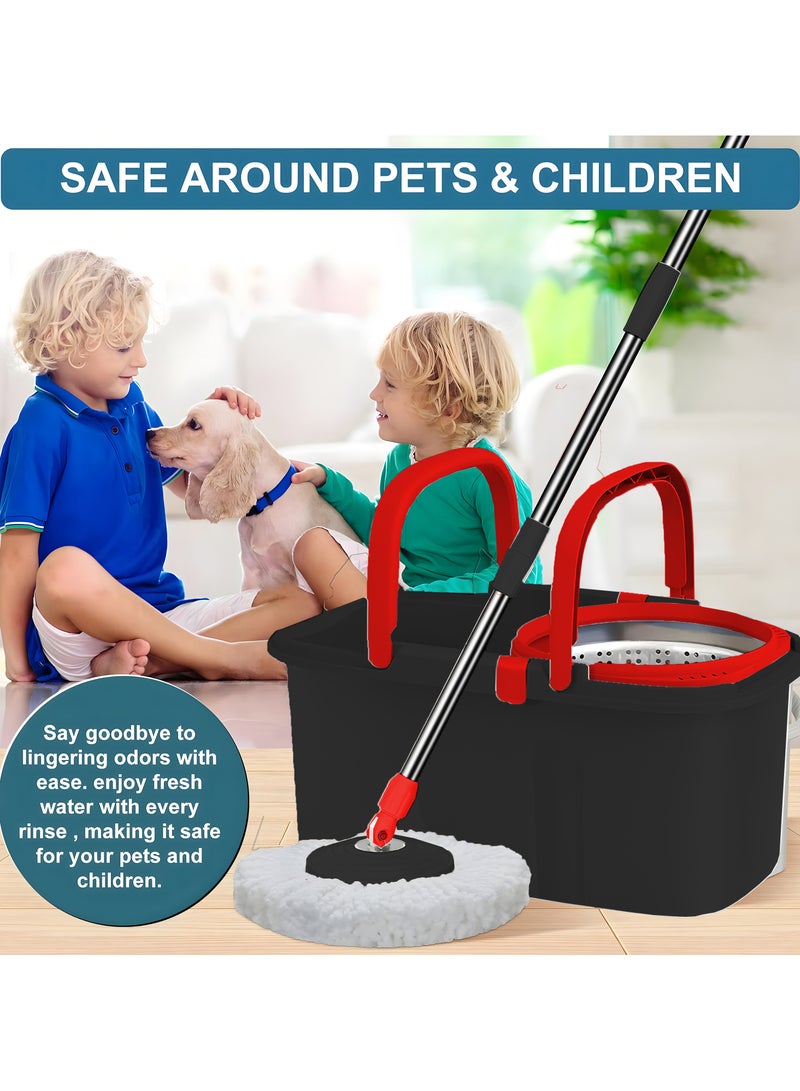 NextWave Spin Mop and Bucket Set for Floor Cleaning – 360 Degree Best Spin Mop Bucket Extended Easy Press Stainless Steel Handle 2 Microfiber Reusable Pads for Home Kitchen Floor Cleaning - Image 5