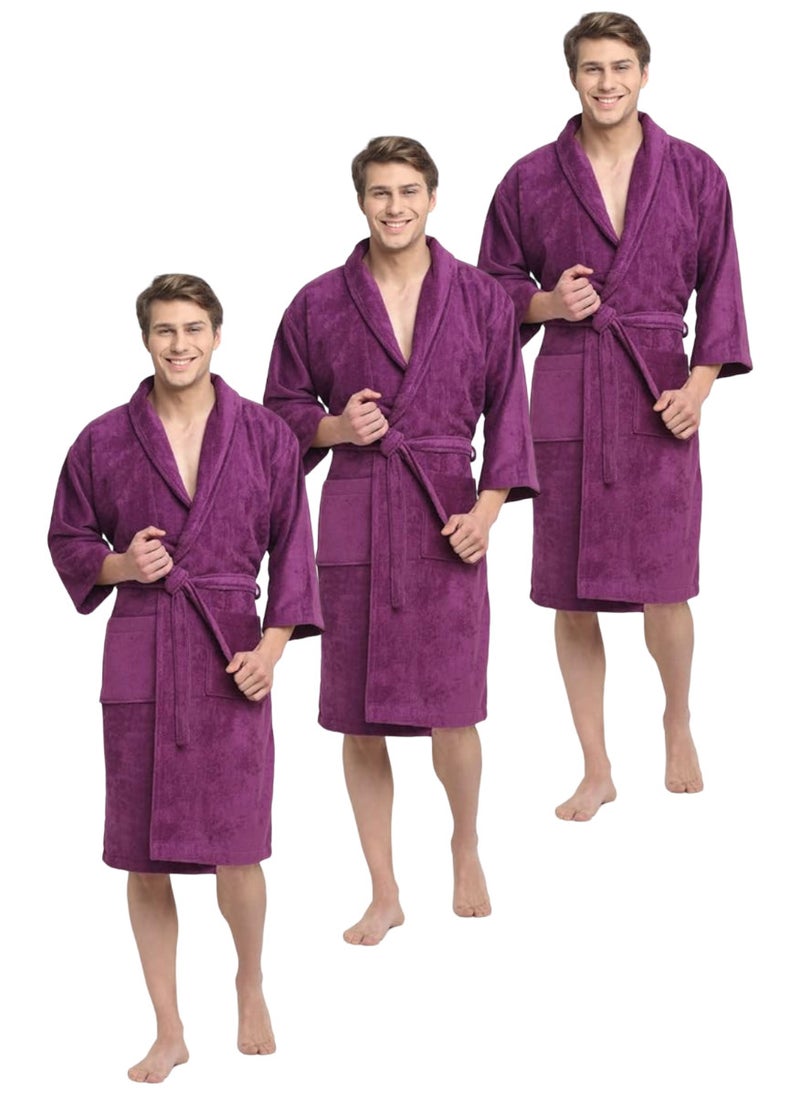 Blueberry 3 Pieces Purple Colour Dressing Gown  Bathrobe Large Size Nightwear - Image 1