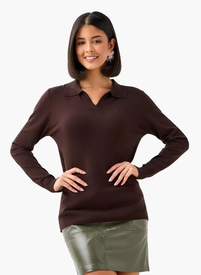 تواكستريمز كنزة بياقة بقصة عادية من التريكو