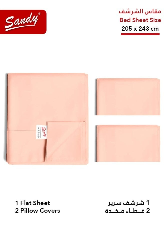 ساندي طقم شرشف سرير ساندي فاخر بجودة الفنادق مع أغطية وسادة، طقم من 3 قطع، شديد النعومة وجيد التهوية وبارد, مقاس دبل مفرد ونص 243 × 205 سم, خربزي - Image 2