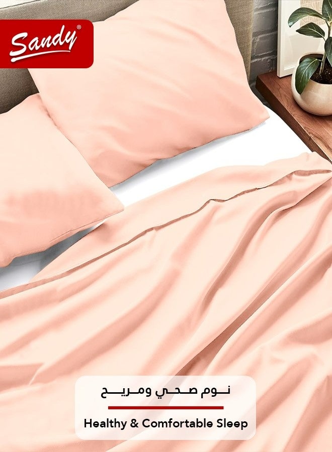 ساندي طقم شرشف سرير ساندي فاخر بجودة الفنادق مع أغطية وسادة، طقم من 3 قطع، شديد النعومة وجيد التهوية وبارد, مقاس دبل مفرد ونص 243 × 205 سم, خربزي - Image 5