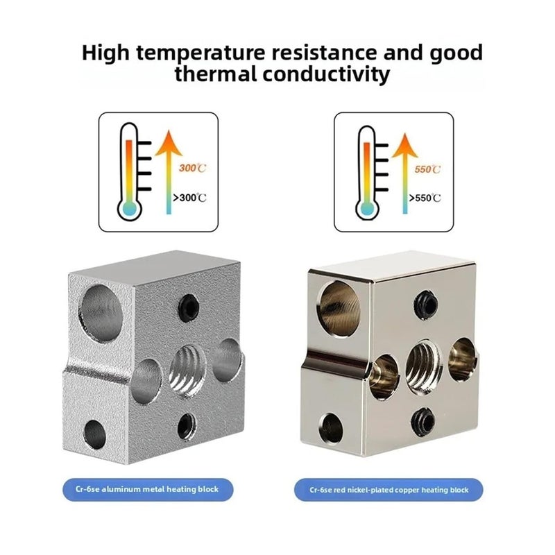 CR10 Aluminum Heater Block For 3D Printer Extruder Hotend V5 V6 MK7 MK8 CR 6 SE Volcano PT100 - Image 4