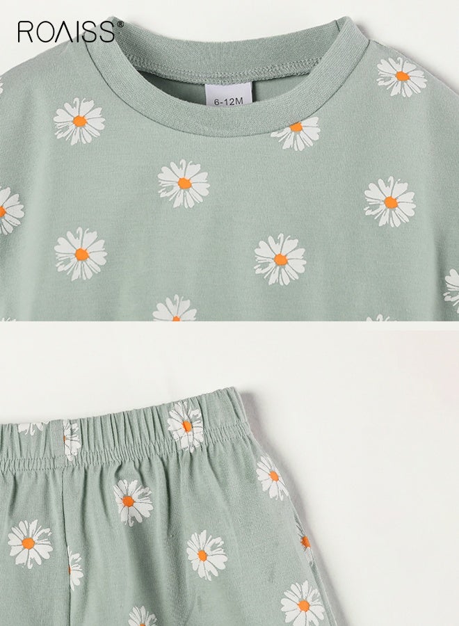 roaiss Toddler Girls Adorable T-shirt and Shorts Set, Stylish Summer Outfit with Daisy Top, Shorts and Headband, 3 Piece Comortable Clothing Set for Little Girls  - Image 4