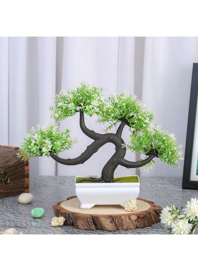 Satyam Kraft 1 Pc Artificial Bonsai Flower Tree With Designer Pot For Home Decorartificial Plants Bonsai Tree Fake Room Decor Living Room Table Decoration Plants And Craft Items Corner (Pack Of 1)  - Image 1