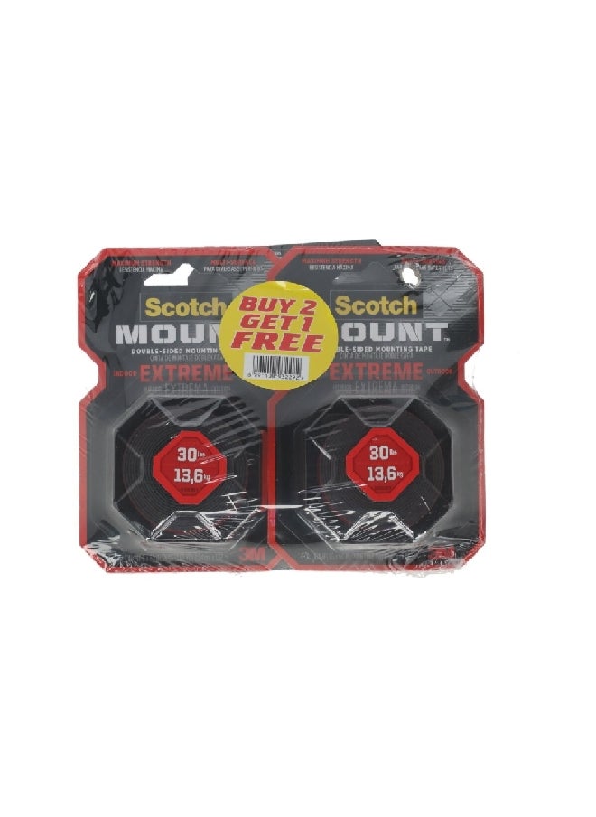 Scotch  Extreme Indoor and Outdoor Double Sided Mounting Tape Black 1 x 60inch XN006300653  - Image 1