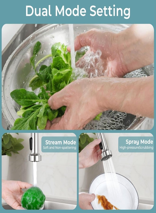 KHQF Kitchen Faucet with Pull Down Sprayer,Commercial Single Handle Stainless Steel Kitchen Faucets with Deck Plate (Brush Nickel) - Image 2