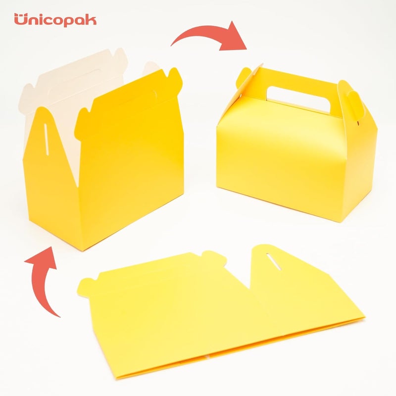 UnicoPak 30 Pack Yellow Gable Treat Boxes Party Favor Goodie Bag Boxes for Candy Treats Snacks Cookie Toys for Birthday Party Special Events, 6.5x3.5x3.5 Inches - Image 3