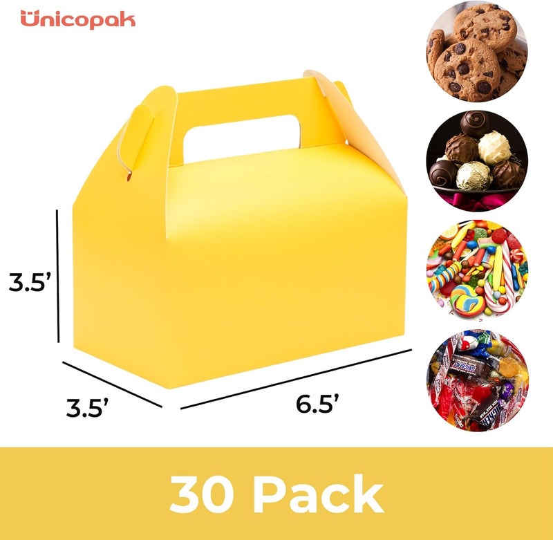 UnicoPak 30 Pack Yellow Gable Treat Boxes Party Favor Goodie Bag Boxes for Candy Treats Snacks Cookie Toys for Birthday Party Special Events, 6.5x3.5x3.5 Inches - Image 2