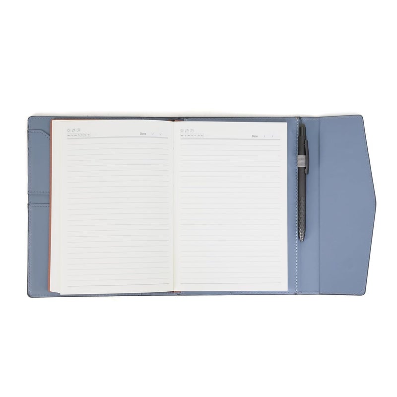 Scribelle A5 PU Notebook with Mobile Holder - Refillable 192 Pages, Card & Pen Holder, Stylish Grey Design - Image 3