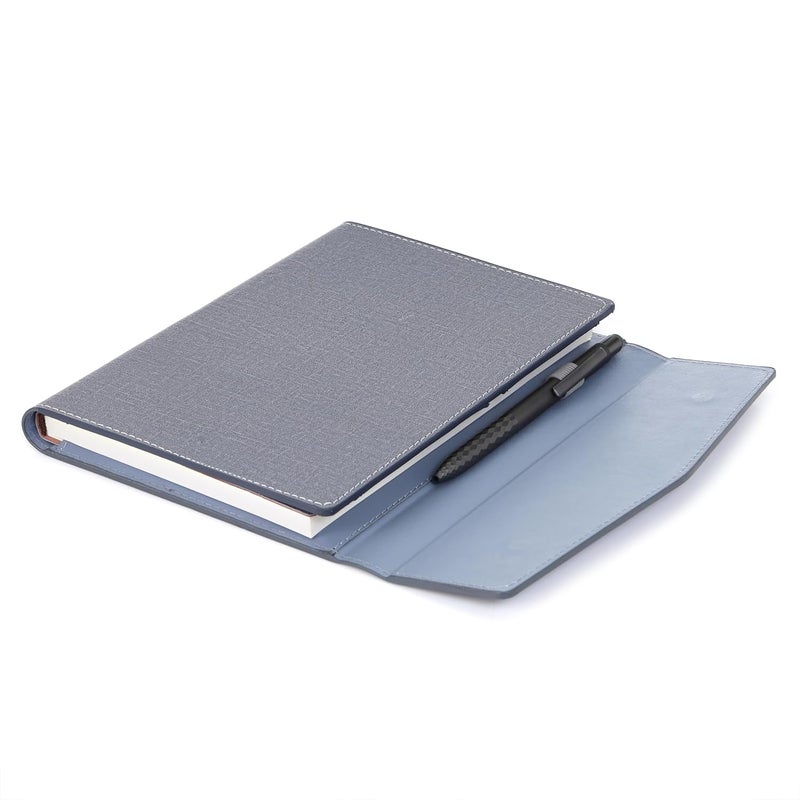 Scribelle A5 PU Notebook with Mobile Holder - Refillable 192 Pages, Card & Pen Holder, Stylish Grey Design - Image 1