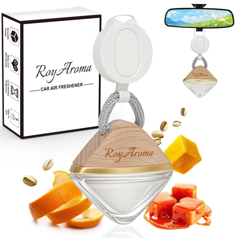 Royaroma Long Lasting Car Fresheners for Women Non Toxic Car Air Freshener with Adjustable RopeLuxury Cars Diffusers for Essential Oils Clear PlantBased Essential Oil Sea Salted Caramel Scent - Image 3