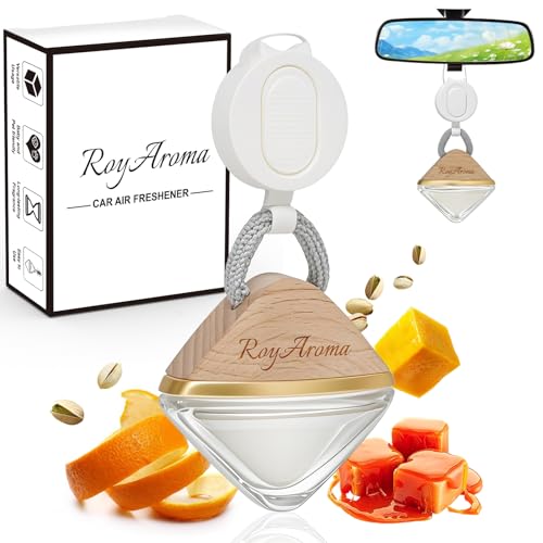 Royaroma Long Lasting Car Fresheners for Women Non Toxic Car Air Freshener with Adjustable RopeLuxury Cars Diffusers for Essential Oils Clear PlantBased Essential Oil Sea Salted Caramel Scent - Image 1