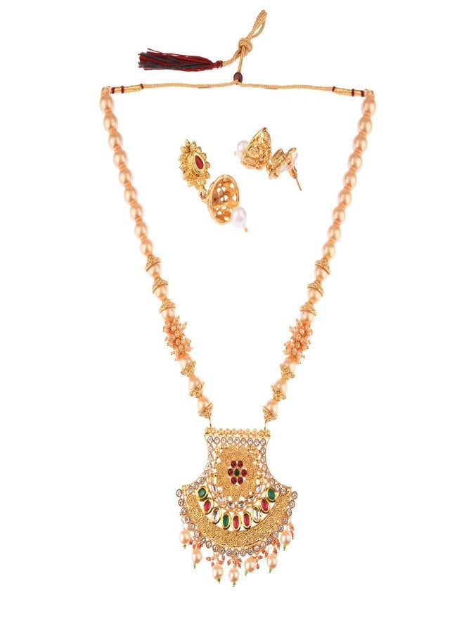 Efulgenz Mothers Day Gift Indian Jewelry Sets for Women Bollywood Jewelry Indian Bollywood Traditional Crystal Kundan Pearl Beaded Wedding Temple Choker Necklace Earrings Jewelry set - Image 5