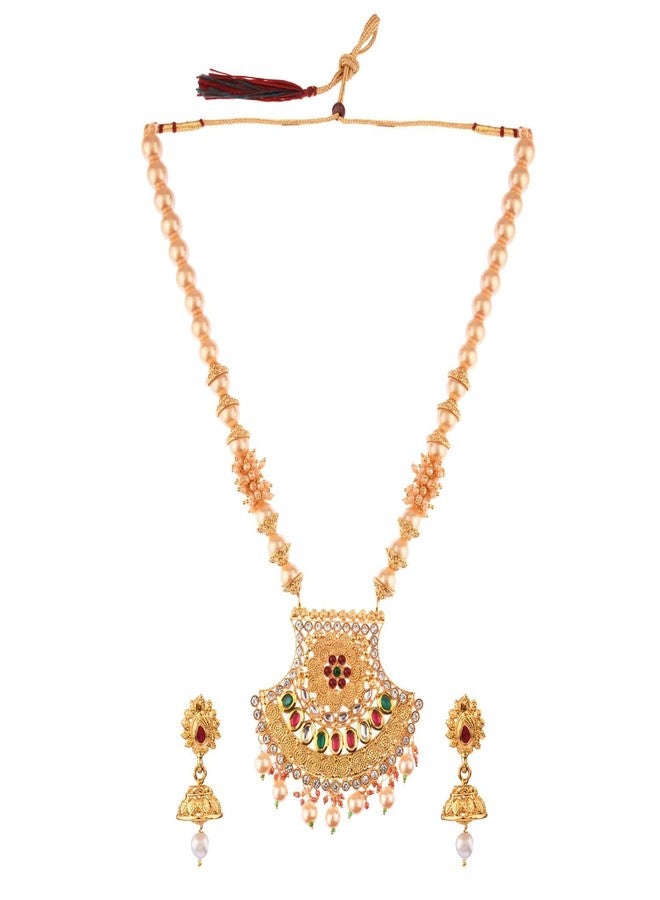 Efulgenz Mothers Day Gift Indian Jewelry Sets for Women Bollywood Jewelry Indian Bollywood Traditional Crystal Kundan Pearl Beaded Wedding Temple Choker Necklace Earrings Jewelry set - Image 1