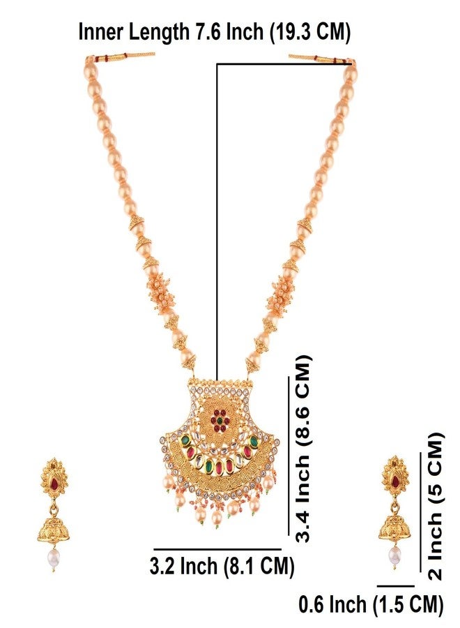 Efulgenz Mothers Day Gift Indian Jewelry Sets for Women Bollywood Jewelry Indian Bollywood Traditional Crystal Kundan Pearl Beaded Wedding Temple Choker Necklace Earrings Jewelry set - Image 4