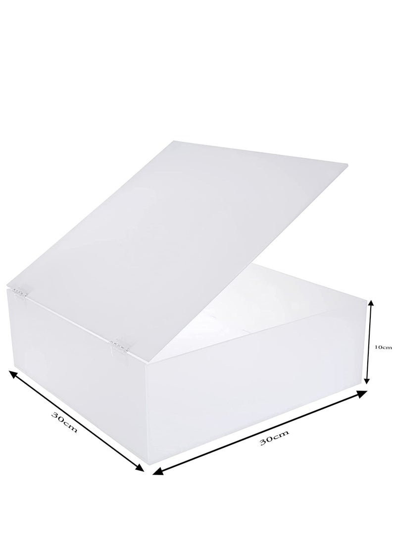 Lamsit Ibdaa Acrylic Box - Fluorescent Display Box with Hinges – Gift Showcase for Collectibles, Jewelries - Dustproof Protection Storage (10 x 10 x 5 cm) White - Image 3