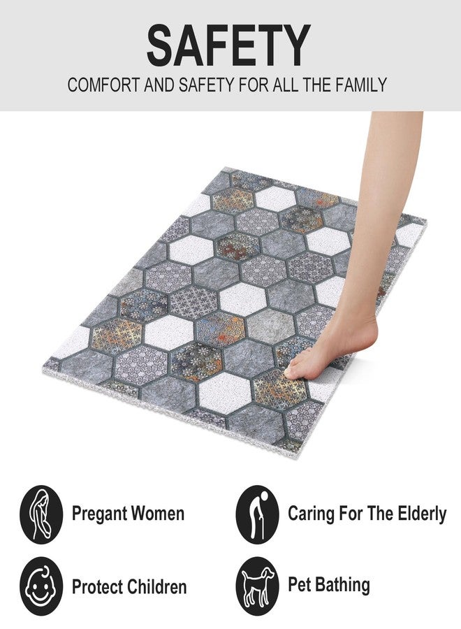 Mofonky Extra Large Shower Mat: 23.6 X 35.4 Inch Stylish Shower Mats for Inside Shower - Soft PVC Loofah Trimmable Non Slip Shower Mat for Elderly, Quick Drying - Image 5