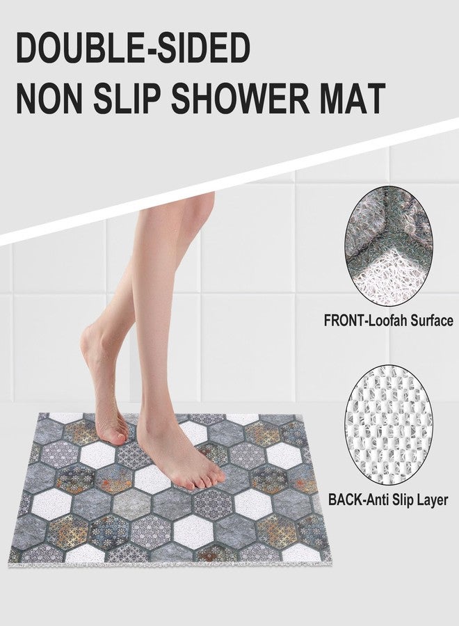 Mofonky Extra Large Shower Mat: 23.6 X 35.4 Inch Stylish Shower Mats for Inside Shower - Soft PVC Loofah Trimmable Non Slip Shower Mat for Elderly, Quick Drying - Image 4