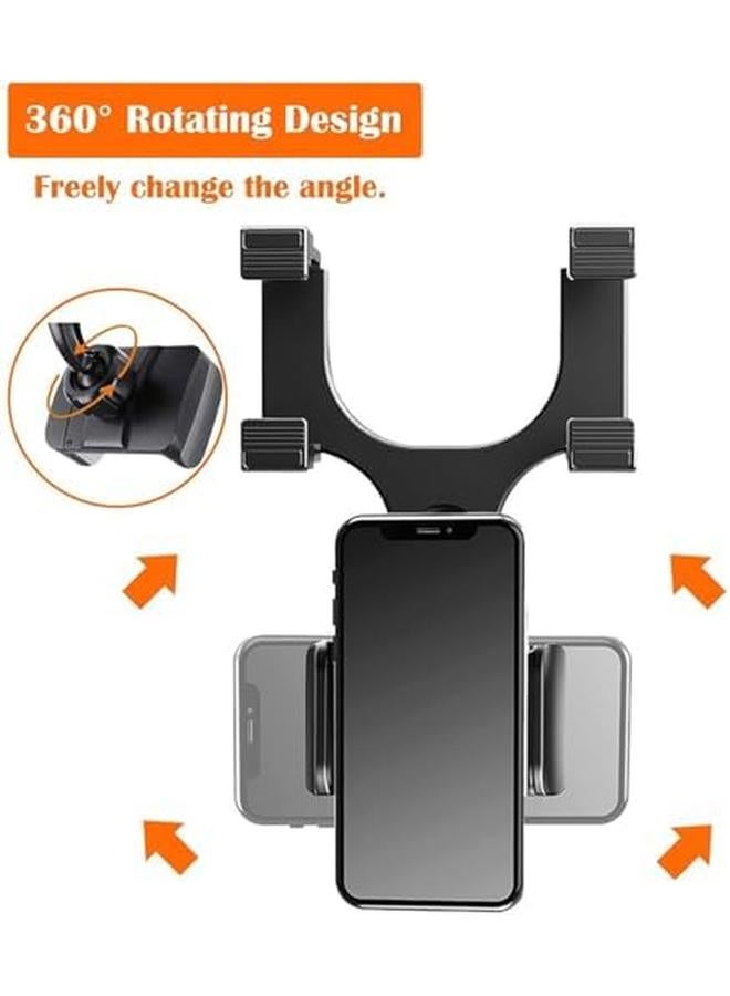 erorex Car Rearview Mirror Phone Holder Car Phone Mount Phone Bracket Phone Stand With 360° Swivel And Adjustable Clips Universal Smartphone Cradle（Black）  - Image 4