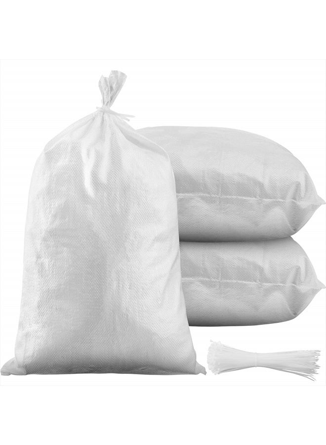 Shappy 100 قطعة من أكياس الرمل الفارغة الثقيلة للاستخدام الخارجي مع روابط صلبة لحماية من الأشعة فوق البنفسجية في حالات الطوارئ وحواجز الطرق للبناء، 26 × 14 بوصة (أبيض) - Image 1