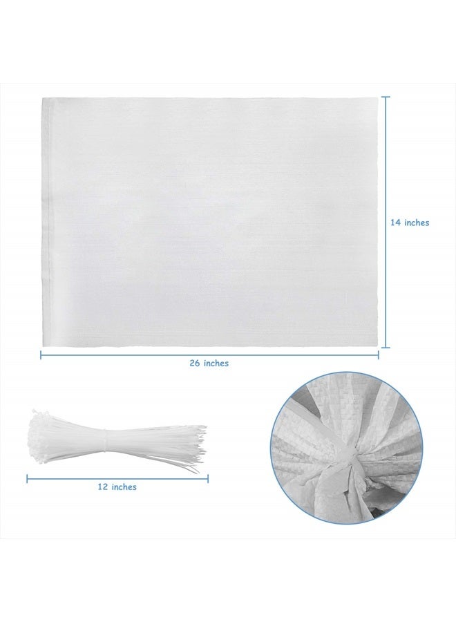 Shappy 100 قطعة من أكياس الرمل الفارغة الثقيلة للاستخدام الخارجي مع روابط صلبة لحماية من الأشعة فوق البنفسجية في حالات الطوارئ وحواجز الطرق للبناء، 26 × 14 بوصة (أبيض) - Image 3