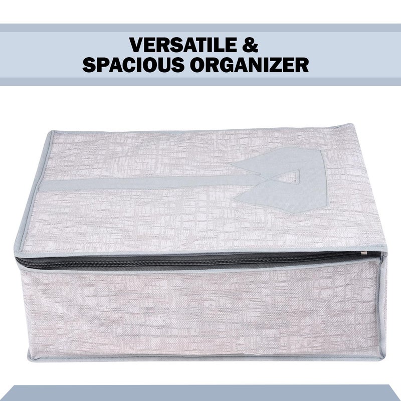 Kuber Industries Shirt Cover Shirt Storage Organizer Foldable Shirt Cover Wardrobe Organizer With Transparent Window Jute Printed Shirt Bag Pack Of 2 Gray 32 CM 16 Cm - Image 5