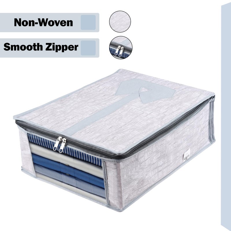 Kuber Industries Shirt Cover Shirt Storage Organizer Foldable Shirt Cover Wardrobe Organizer With Transparent Window Jute Printed Shirt Bag Pack Of 2 Gray 32 CM 16 Cm - Image 4