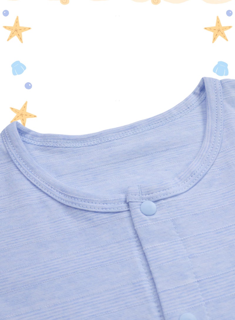 رومبر بأكمام نصفية للأطفال - بوديسوت خفيف من مزيج القطن مزوّد بقلادة على شكل بطّة، بإغلاق كبّاس أمامي - مناسب للأطفال من عمر 3 إلى 18 شهرًا - Image 3