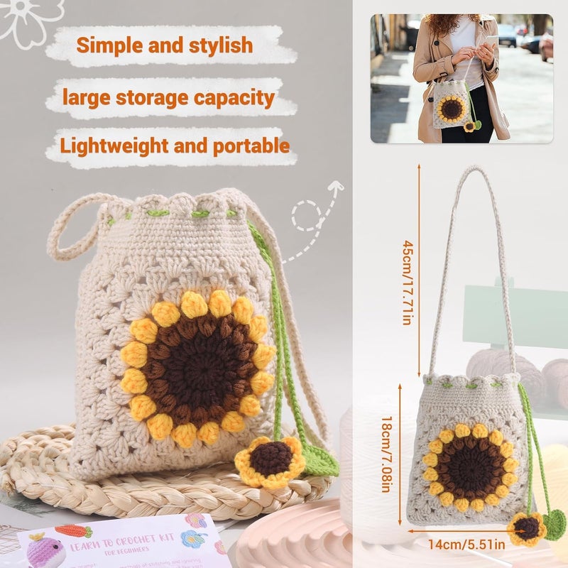 DIANZHU Crochet Kit for Beginners Phonebag Crochet Starter Kit with Video Tutorials and Yarns Hook Accessories for Adult Knitting Craft DIY Green - Image 5