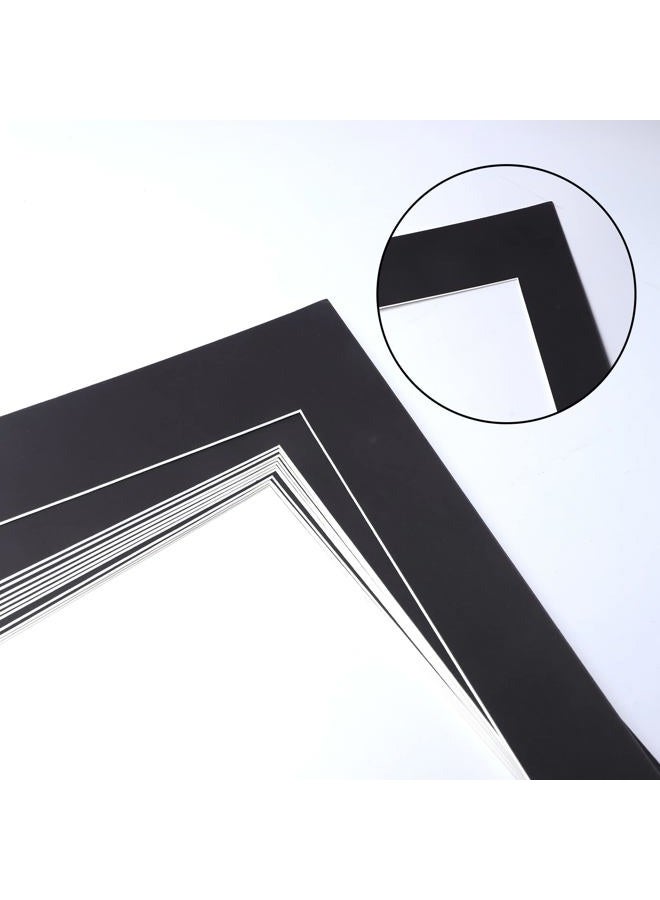 ZBEIVAN 11x14 Black Picture Mats with White Core Bevel Cut Frame Mattes for 8x10 Pictures - Pack of 12 - Image 4