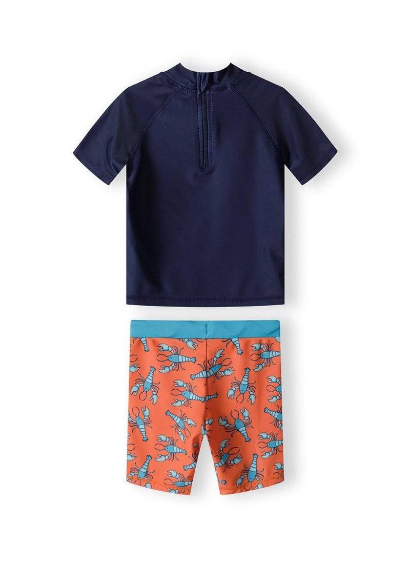 مينوتي طقم سباحة من قطعتين للأطفال: بلوزة سباحة بأكمام قصيرة مع شورت - Image 2