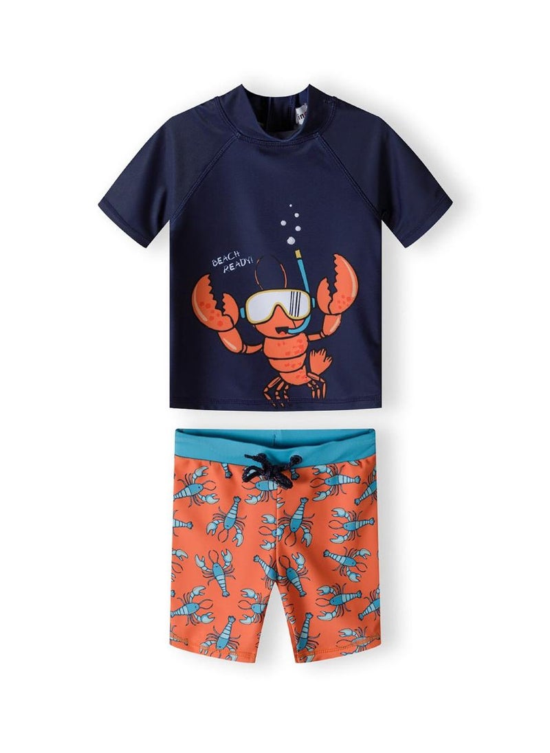 مينوتي طقم سباحة من قطعتين للأطفال: بلوزة سباحة بأكمام قصيرة مع شورت - Image 1