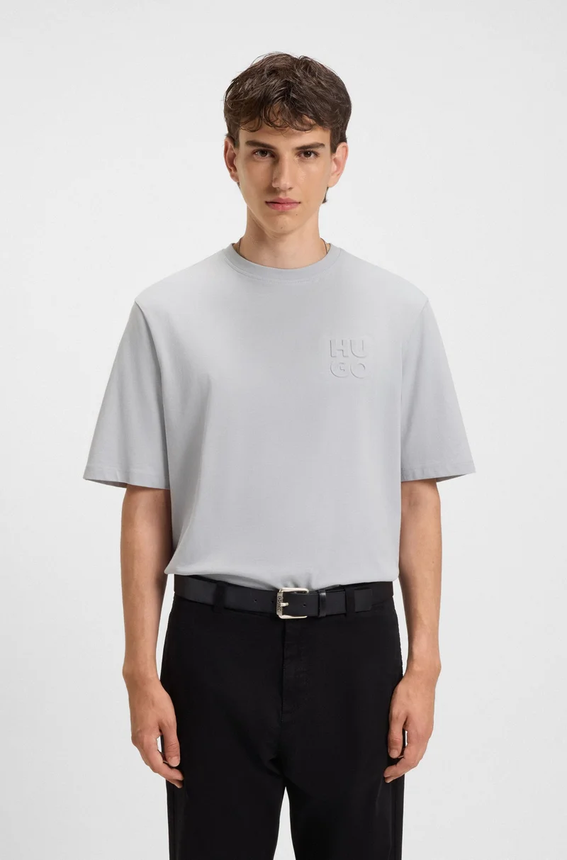 HUGO Cotton-jersey T-shirt with stacked logo