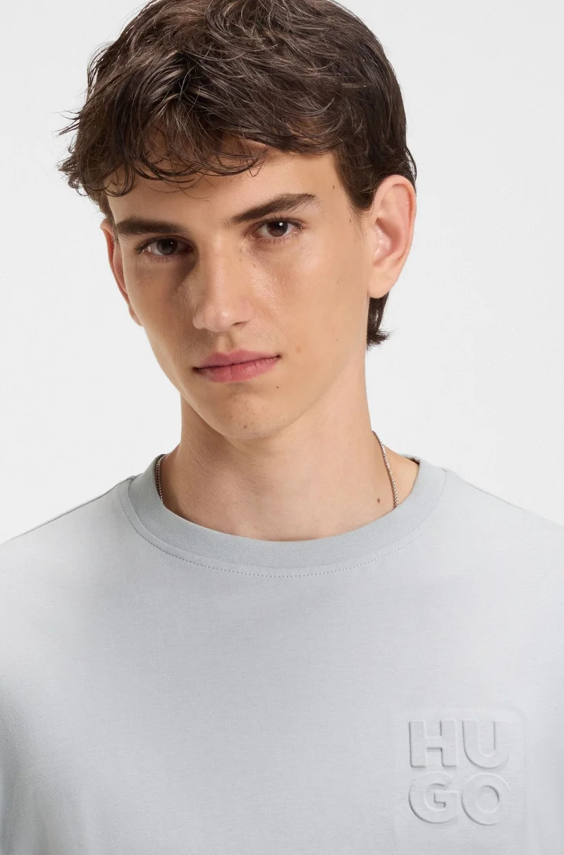 HUGO Cotton-jersey T-shirt with stacked logo