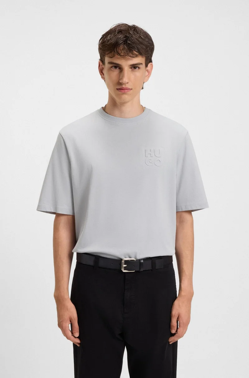 HUGO Cotton-jersey T-shirt with stacked logo