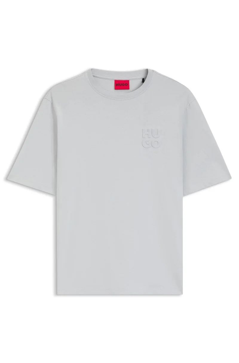 HUGO Light Grey Cotton-jersey T-shirt with stacked logo for Men | Best Price UAE